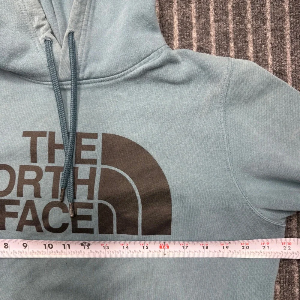 The North Face Mens Hoodie Large Blue Logo Pullover Fleece Sweatshirt (2658)